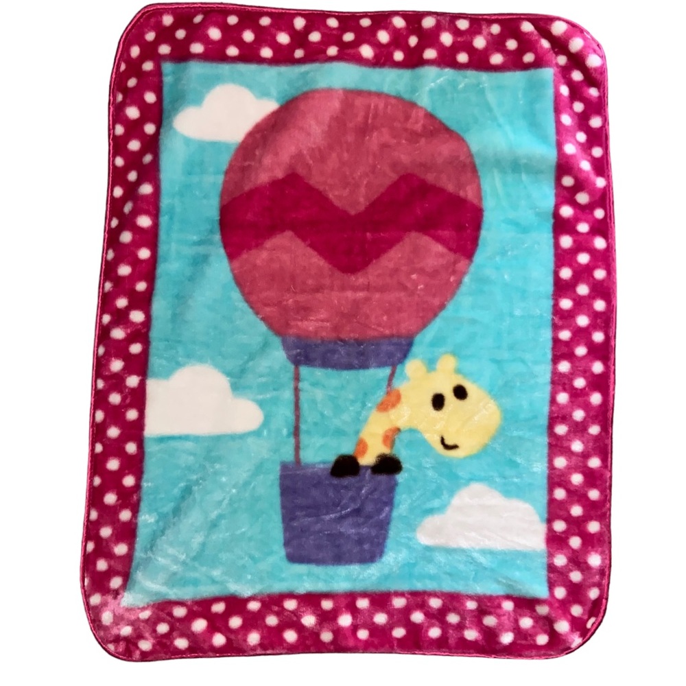 Luvable Friends pink fleece giraffe baby blanket 30x40